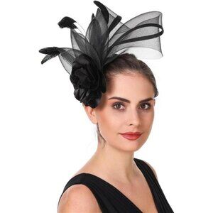 Fascinators Hat Flower St08-black